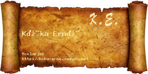 Kóka Ernő névjegykártya